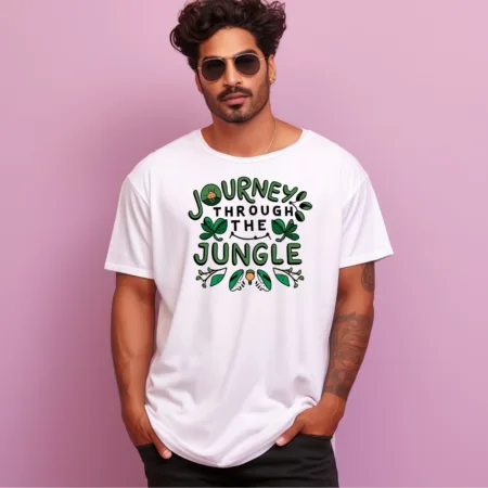 Men's Journey Through The Jungle Design Printed Oversized T-Shirt