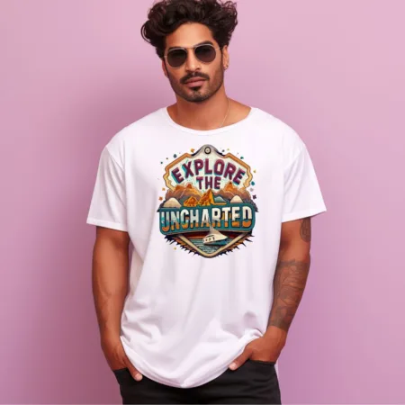 Men's Explore The Uncharted Design Printed Oversized T-Shirt
