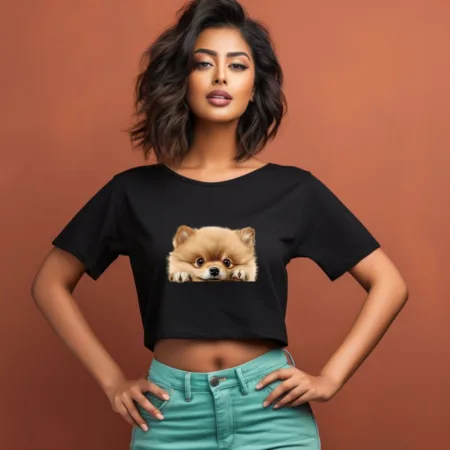 Women's Pomeranian Graphics Printed Crop Tops