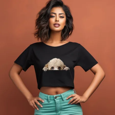 Women's Poodle Graphics Printed Crop Tops