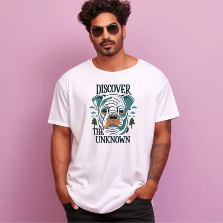 Men's Discover The Unknown Design Printed Oversized T-Shirt
