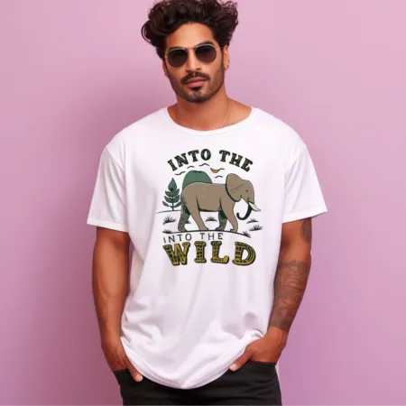 Men's Into The Wild Design Printed Oversized T-Shirt