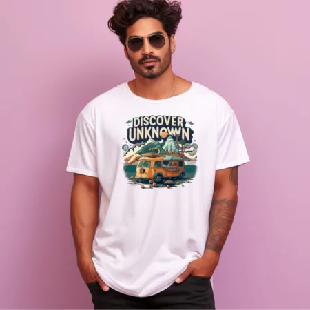 Men's Discover Unknown Design Printed Oversized T-Shirt