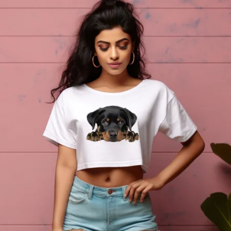 Women's Rottweiler Graphics Printed Crop Tops