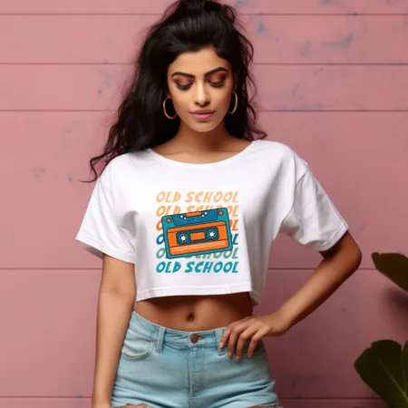 Women's Old School Graphics Printed Crop Tops