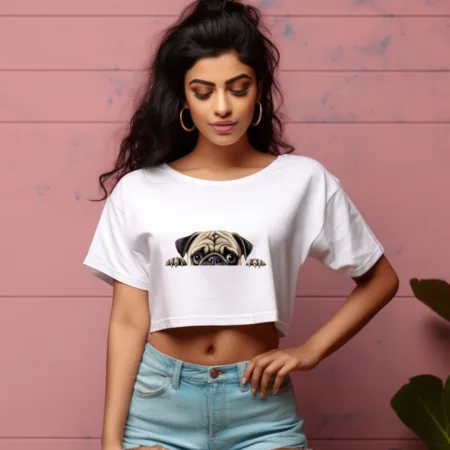 Women's Pug Graphics Printed Crop Tops
