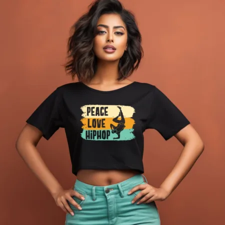 Women's Peace Love HipHop Graphics Printed Crop Tops