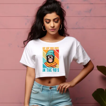 Women's Hip Hop Was Dope In The 90's Graphics Printed Crop Tops