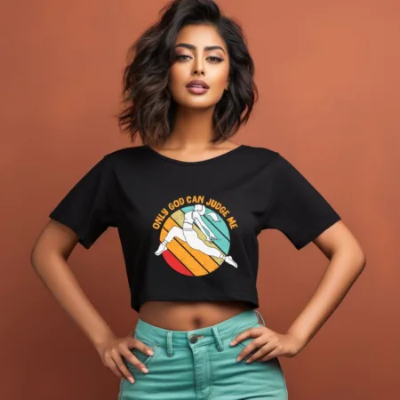 Women's Only God Can Judge Me Graphics Printed Crop Tops