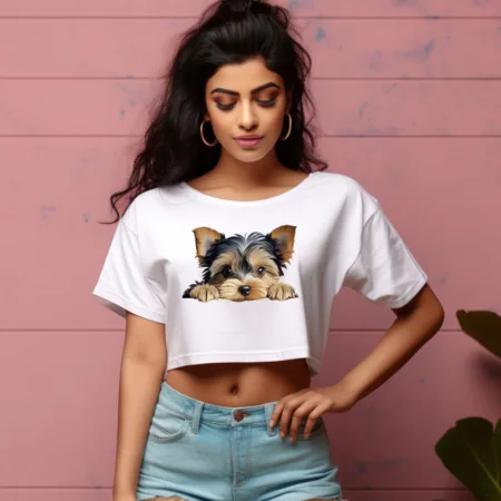 Women's Yorkshire Terrier Graphics Printed Crop Tops