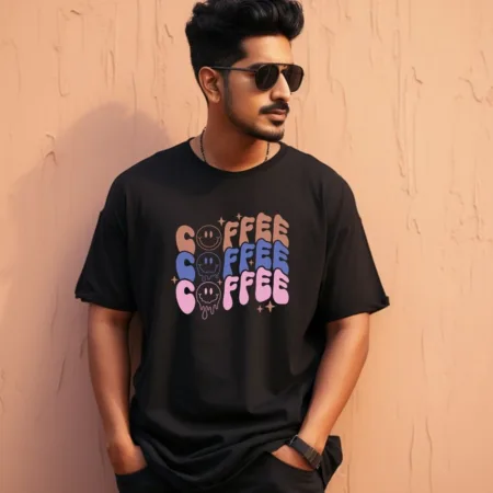 Men's Coffee  Design Printed Oversized T-Shirt