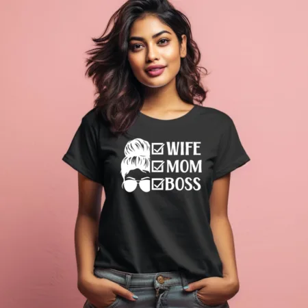 Women's Wife Mom Boss Graphics Printed T-Shirt
