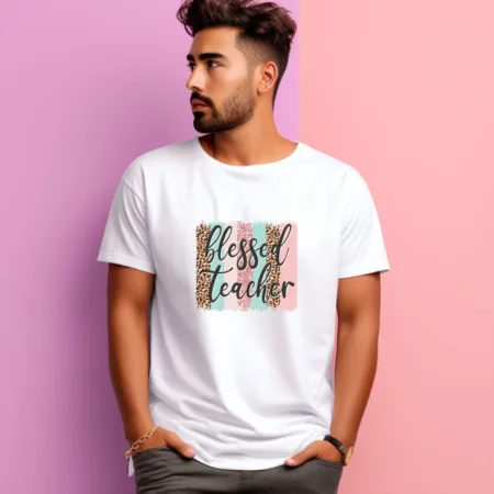 Men's Blessed Teacher Design Printed T-Shirt