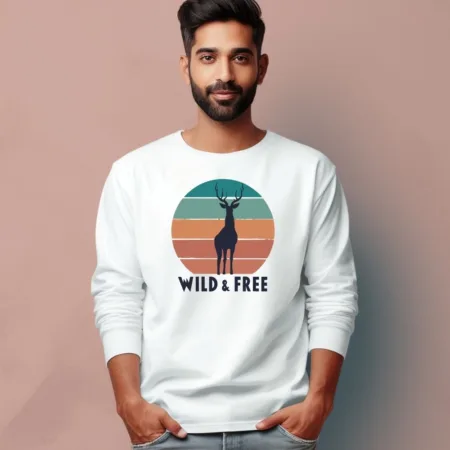 Men's Wild & Free Quote Printed Full Sleeve T Shirt