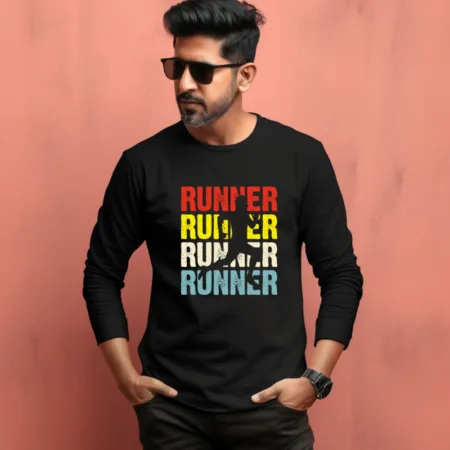 Men's Runner Runner Runner Runner Graphics Printed Full Sleeve T Shirt