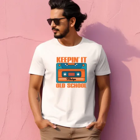 Men's Keepin' IT Old School Design Printed T-Shirt