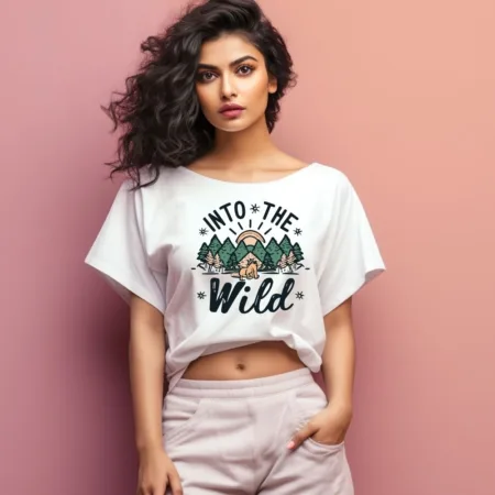 Women's Into The Wild  Graphics Printed Oversized T-Shirt