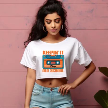 Women's Keepin' IT Old School Graphics Printed Crop Tops