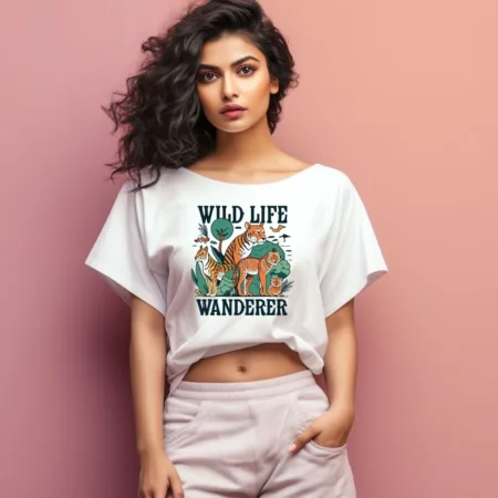 Women's Wildlife Wanderer Graphics Printed Oversized T-Shirt