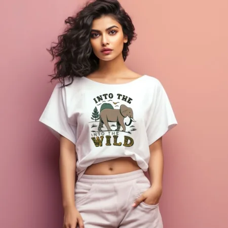 Women's Into The Wild Graphics Printed Oversized T-Shirt