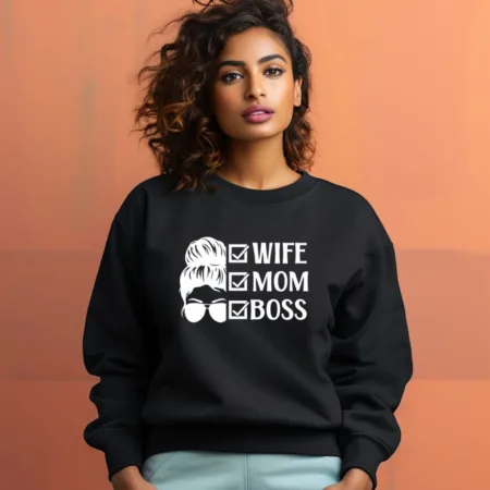 Women's Wife Mom Boss Graphics Printed Sweatshirts