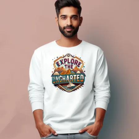 Men's Explore The Uncharted Quote Printed Full Sleeve T Shirt