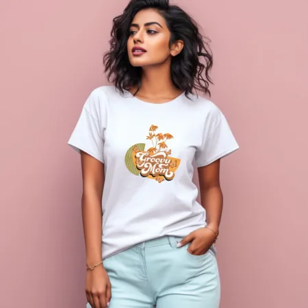 Women's Groovy Mom Graphics Printed T-Shirt