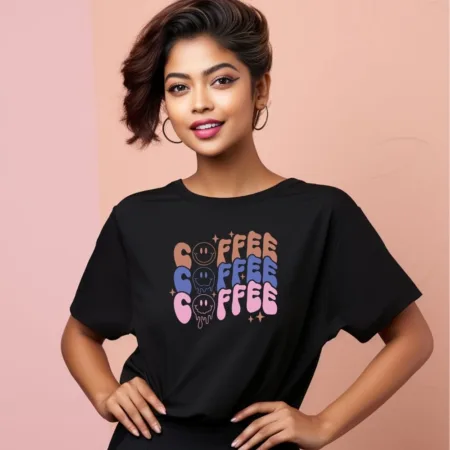 Women's Coffee Graphics Printed Oversized T-Shirt