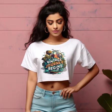 Women's Vintage Journey Begins Graphics Printed Crop Tops