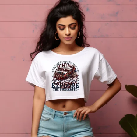 Women's Vintage Explore The Uncharted Graphics Printed Crop Tops