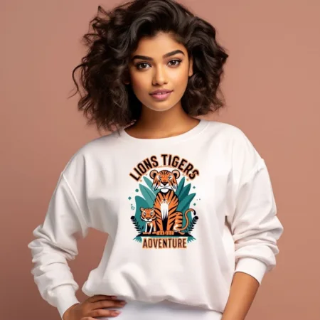 Women's Lions Tigers Adventure Graphics Printed Sweatshirts
