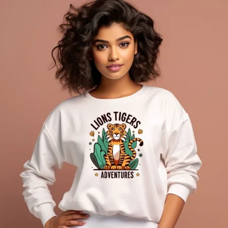 Women's Lions Tigers Adventure Graphics Printed Sweatshirts