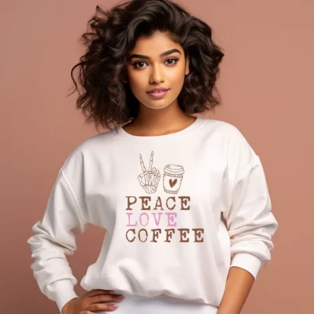 Women's Peace Love Coffee Graphics Printed Sweatshirts