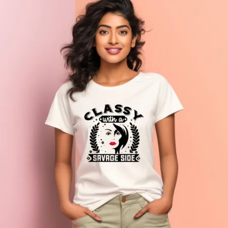 Women's Classy With A Savage Side Graphics Printed T-Shirt