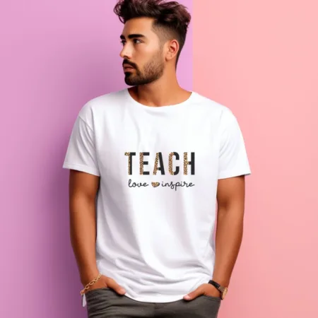 Men's Teach Love Inspire Design Printed T-Shirt