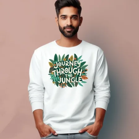 Men's Journey Through Jungle Quote Printed Full Sleeve T Shirt