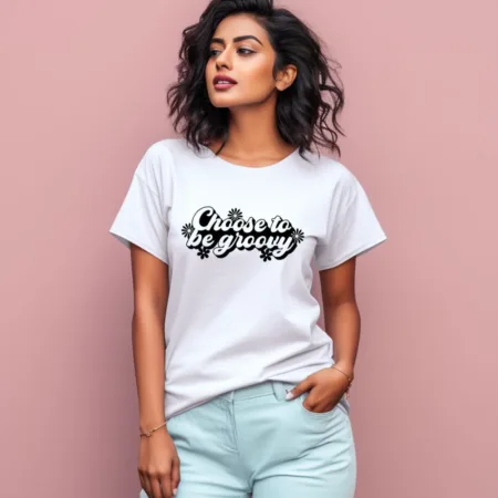 Women's Choose To Be Groovy Graphics Printed T-Shirt