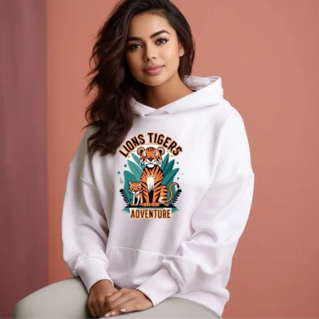Women's Lions Tigers Adventure Graphics Printed Hoodies