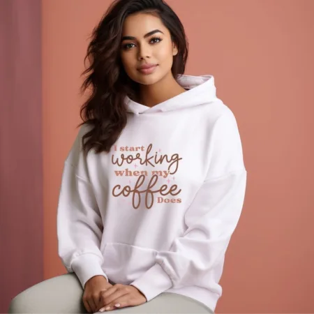 Women's I Start Working When My Coffee Does Graphics Printed Hoodies