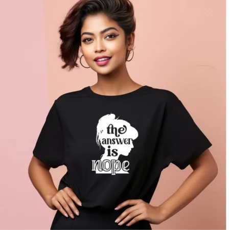 Women's The Answer Is Nope Graphics Printed Oversized T-Shirt