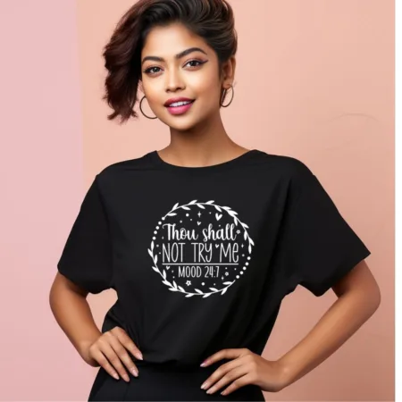 Women's Thou Shall Not Try Me Graphics Printed Oversized T-Shirt