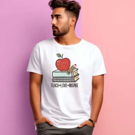 Men's Teach Love Inspire Design Printed T-Shirt