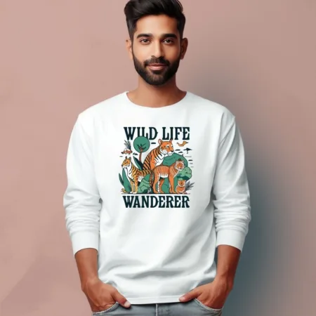 Men's Wildlife Wanderer Quote Printed Full Sleeve T Shirt