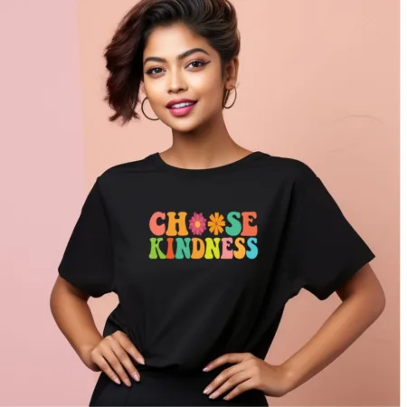 Women's Choose Kindness Quote Printed Oversized T-Shirt