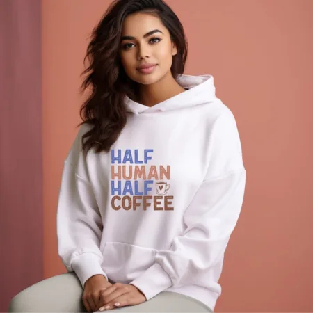 Women's Half Human Half Coffee Graphics Printed Hoodies