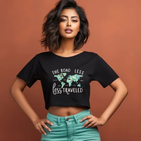 Women's The Road Less Travelled Graphics Printed Crop Tops