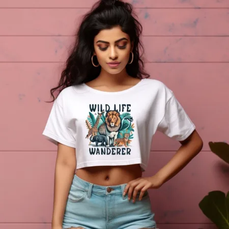 Women's Wild Life Wanderer Graphics Printed Crop Tops
