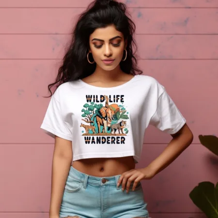 Women's Wild Life Wanderer Graphics Printed Crop Tops
