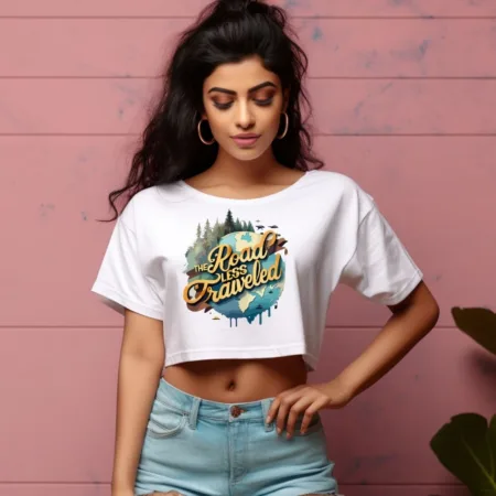 Women's The Road Less Travelled Graphics Printed Crop Tops