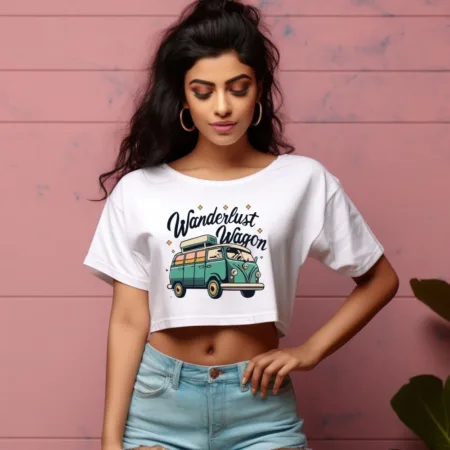Women's Wanderlust Wagon Graphics Printed Crop Tops